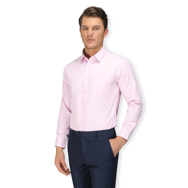 Wholesale Men's Business Slim Solid Color Simple Long Sleeve Shirt