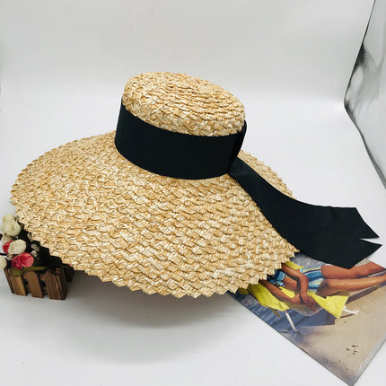 Wholesale Women's Outdoor Sun Hat Natural Wheat Straw Hat Straw Big Brim Hat 