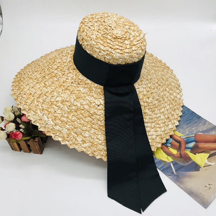 Wholesale Women's Outdoor Sun Hat Natural Wheat Straw Hat Straw Big Brim Hat 