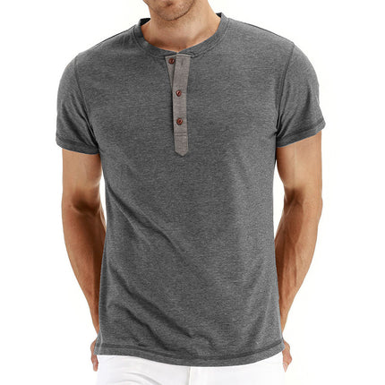 Wholesale Men's Summer Short-sleeved T-shirt Henley Shirt