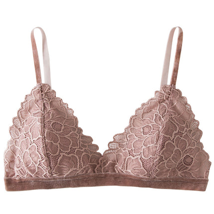 Wholesale Girls Summer Thin Mulberry Silk Sexy Lace Triangle Cup Bra
