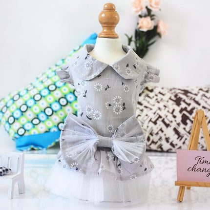 Wholesale Spring/Summer Teddy Dress Little Flower Bow Princess Skirt Cat Pet Dog Dress