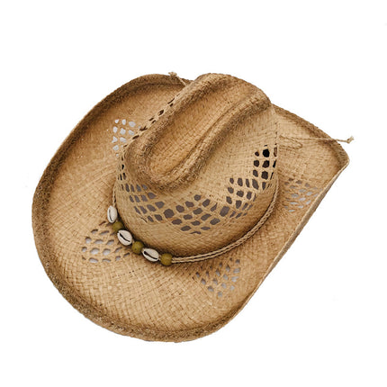 Wholesale Curled Straw Style Cuffed Holiday Straw Hat Spray-painted Cowboy Hat 