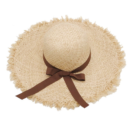 Wholesale Women's Summer Sun Protection Visor Foldable Beach Raffia Hat 