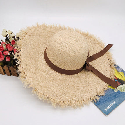 Wholesale Women's Summer Sun Protection Visor Foldable Beach Raffia Hat 