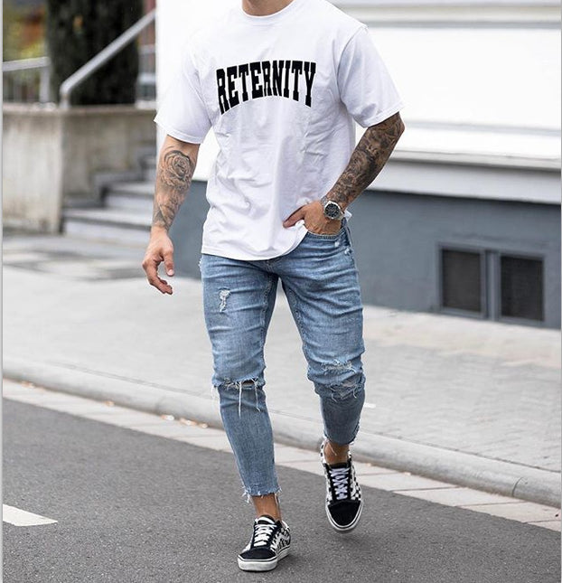 Wholesale Men's Ripped Cropped Skinny Jeans