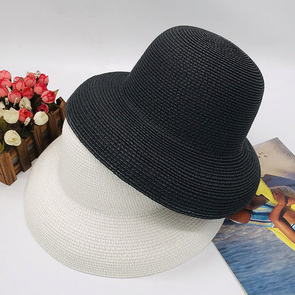 Women's Summer UV Protection Sun Hat Rolled Edge Large Brim Beach Hat 