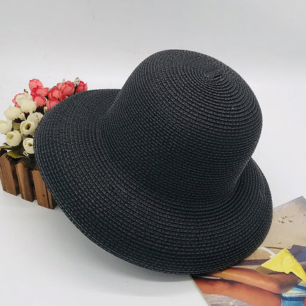 Women's Summer UV Protection Sun Hat Rolled Edge Large Brim Beach Hat 