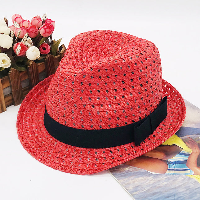 Wholesale Women's Spring and Summer Red Beach Hat British Top Hat 