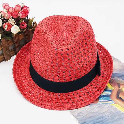 Wholesale Women's Spring and Summer Red Beach Hat British Top Hat 