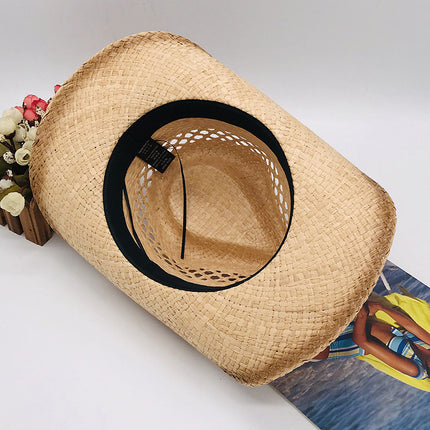 Jazz Hat Western Cowboy Big Brim Hat Retro Vacation Sun Protection Breathable Sunshade Straw Hat