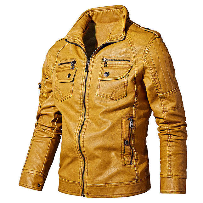 Wholesale Men's Autumn  Winter Washed Vintage Velvet PU Leather Jackets