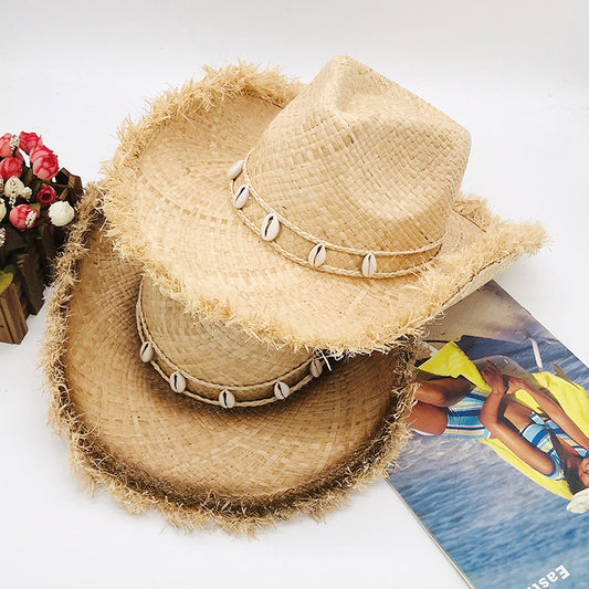 Men and Women Summer Western Cowboy Hat Beach Hat Sunshade Big Brim Hat Sun Protection Hat 