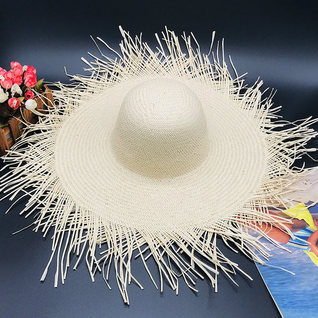 Women's Spring and Summer Loose Edge Fashionable Beach Vacation Large Brim Straw Hat 