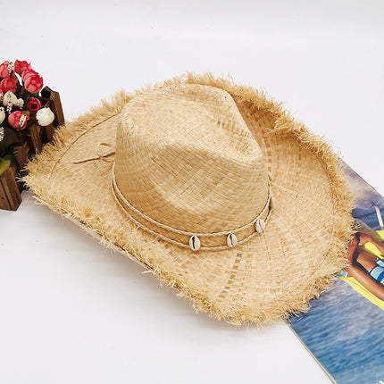 Men and Women Summer Western Cowboy Hat Beach Hat Sunshade Big Brim Hat Sun Protection Hat 