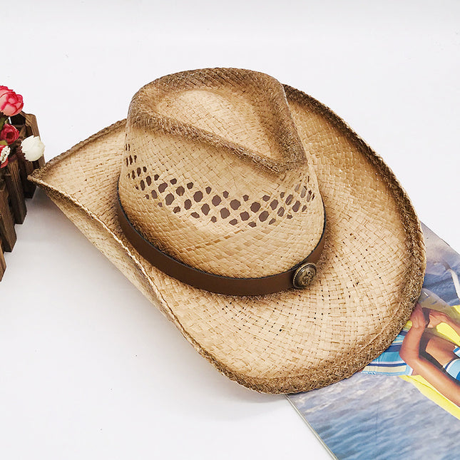 Wholesale Raffia Spray Painted Cowboy Hat Straw Hat
