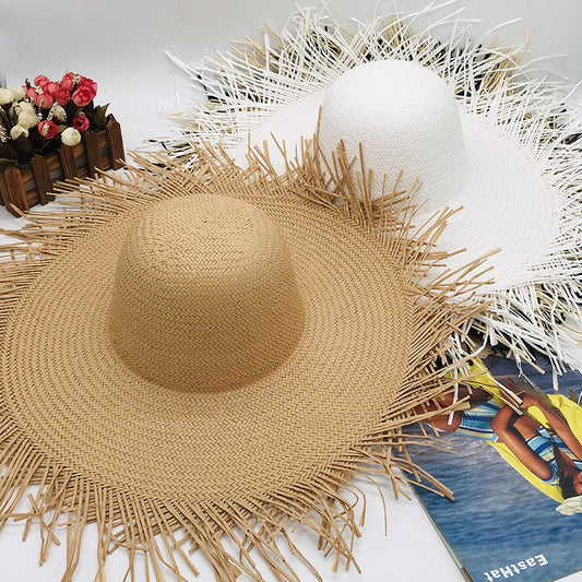 Women's Spring and Summer Loose Edge Fashionable Beach Vacation Large Brim Straw Hat 