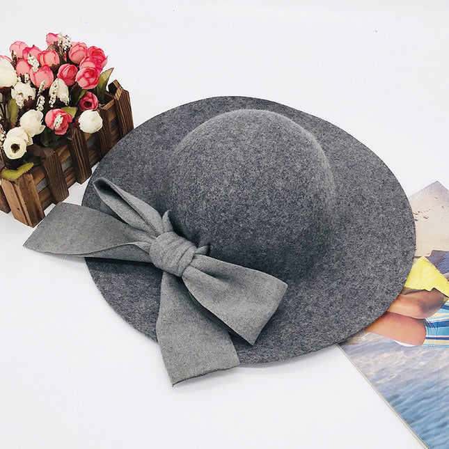 Girls' Fall Winter Woolen Big-brim Hat Winter Warm Hat Fashion Accessories 