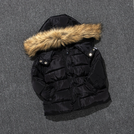 Wholesale Girls Winter Big Faux Fur Padded Coat