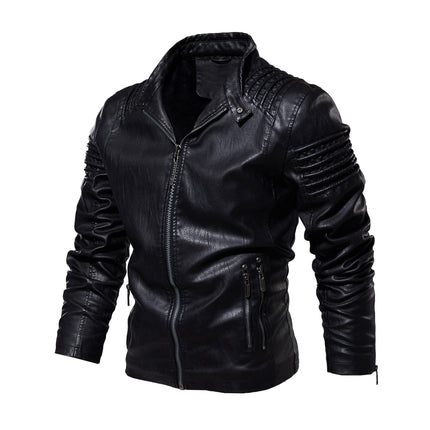 Wholesale Men's Fall Winter Large Size Velvet PU Leather Jacket Outerwear