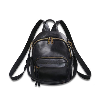 Wholesale Women's Genuine Leather Backpack First Layer Cowhide Backpack Student School Bag