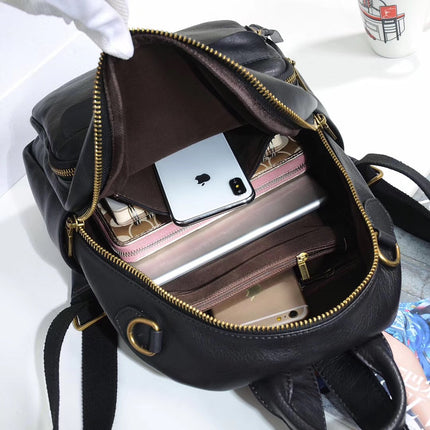 Wholesale Women's Genuine Leather Backpack First Layer Cowhide Backpack Student School Bag