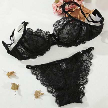 Wholesale Ladies Summer Ultra Thin Soft Lace Breathable Sexy Bra Set