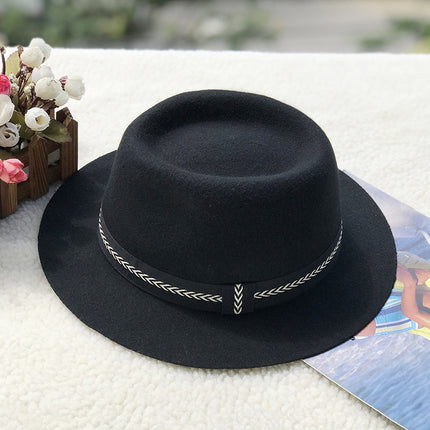 Wholesale Men's and Women's Wool Classic Flat Brim Jazz Hat 