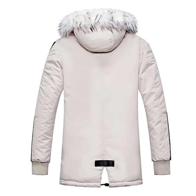 Wholesale Men's Warm Autumn and Winter Mid-length Beige Padded Coat