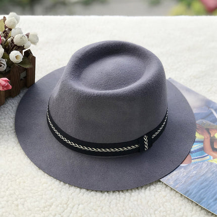 Wholesale Men's and Women's Wool Classic Flat Brim Jazz Hat 