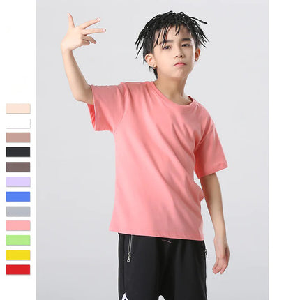 Wholesale Kids Boys Solid Color Cotton Girls Short Sleeve T-Shirts