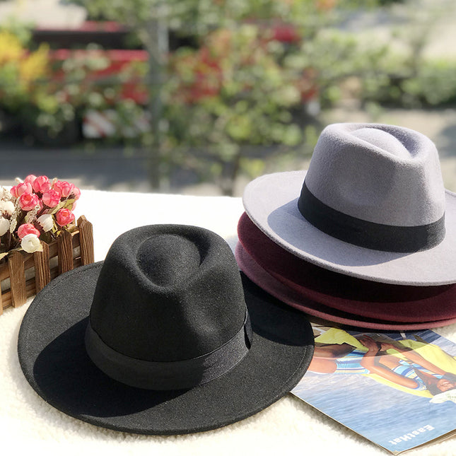 Men's and Women's Wool Jazz Hats Retro Woolen Hats British Top Hats Felt Hats