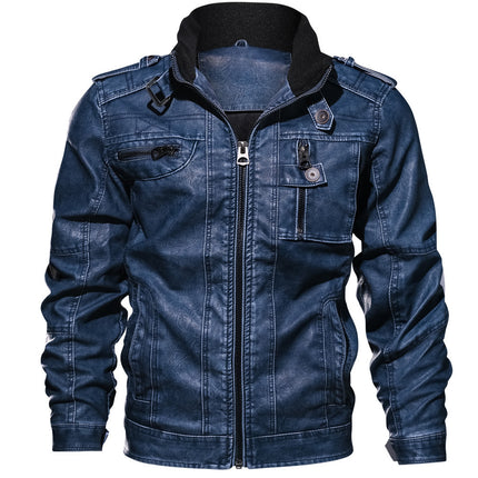 Wholesale Men's Spring Summer Plus Size Washed PU Leather Jacket