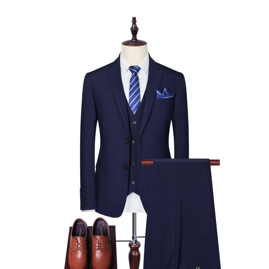 Wholesale Men's Business Navy Blue Blazer Pants Two-piece Set