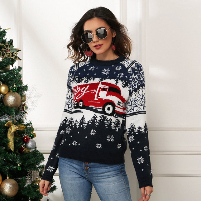 Wholesale Women's Christmas Pullover Snowflake Loose Jacquard Sweater