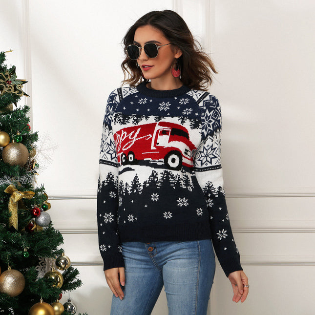 Wholesale Women's Christmas Pullover Snowflake Loose Jacquard Sweater