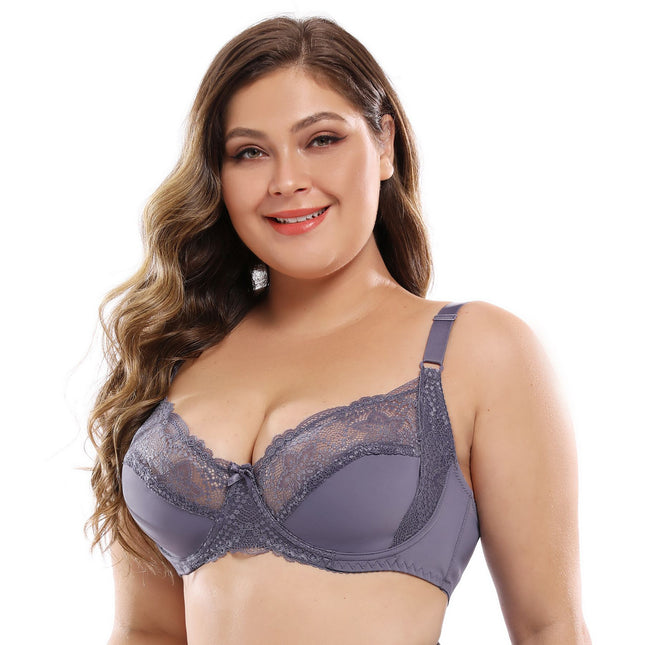 Wholesale Women's Plus Size Full Cup Ultra-thin Sexy Lace Underwire Bra