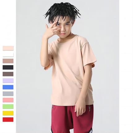 Wholesale Kids Boys Solid Color Cotton Girls Short Sleeve T-Shirts