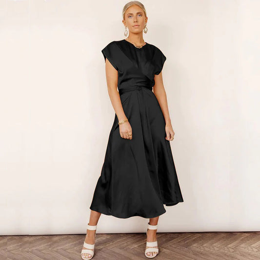 Wholesale Women's Summer Strappy Satin Sleeveless Elegant Evening Dress