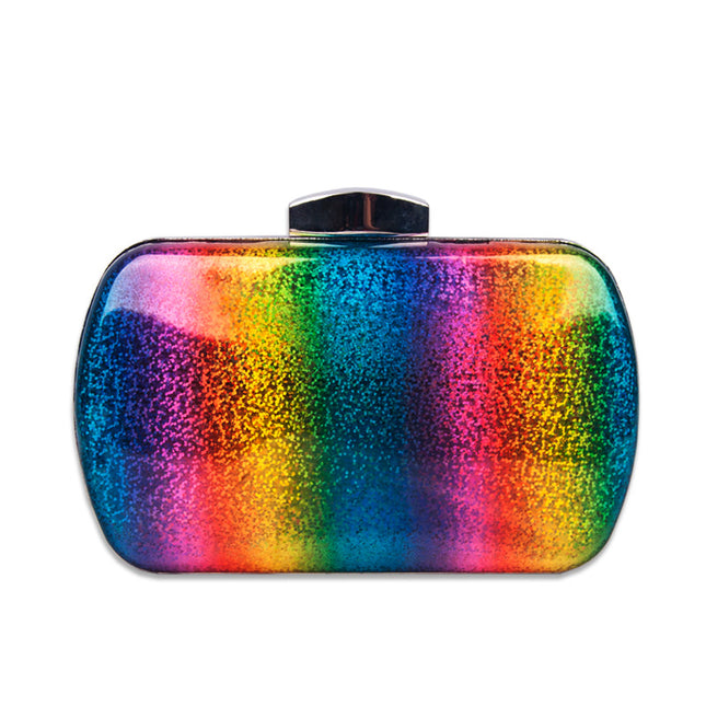 Women's Summer Rainbow Color Dinner Bag Laser PU Clutch Gradient Color