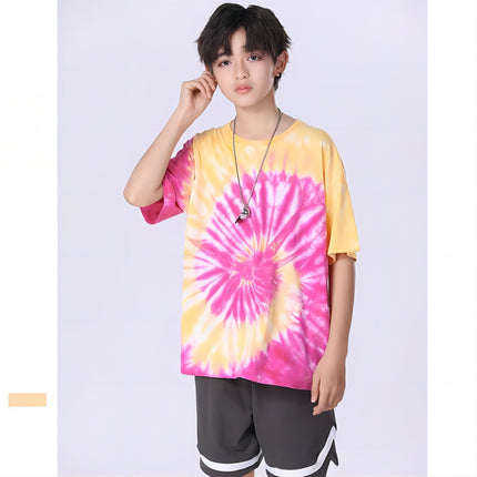 Wholesale Kids Summer Two Color Tie Dye Swirl Short Sleeve Boys T-Shirts