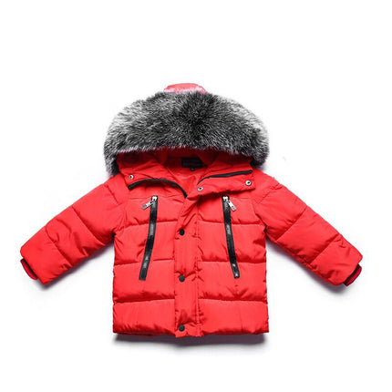 Wholesale Baby Big Fur Collar Thickened Padded Jacket