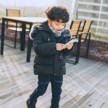Wholesale Baby Big Fur Collar Thickened Padded Jacket