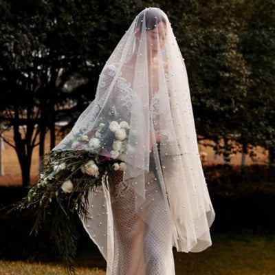 Wholesale Wedding Bride Retro Pearl Veil Hair Accessories Headdress Frontal Accessories