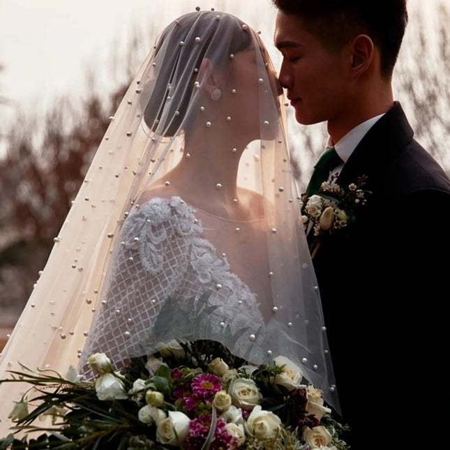 Wholesale Wedding Bride Retro Pearl Veil Hair Accessories Headdress Frontal Accessories
