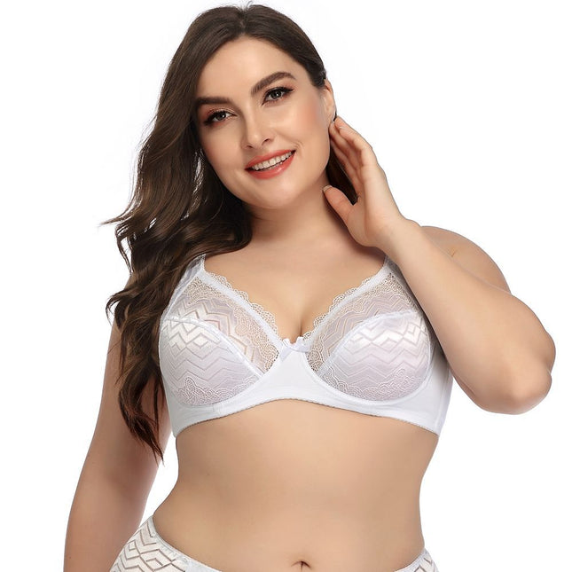 Wholesale Women's Plus Size Ultra-thin Underwire Full Cup Sexy Lace Bra