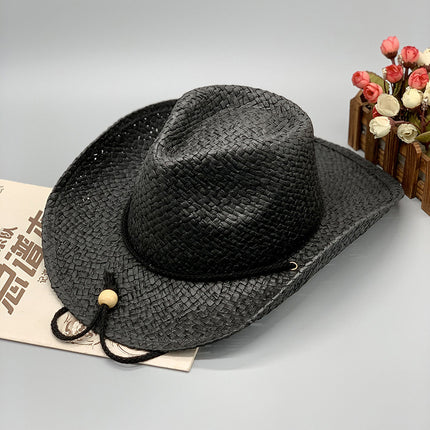 Men's Straw Hat Western Cowboy Hat Women's Beach Vacation Visor Knight Hat 