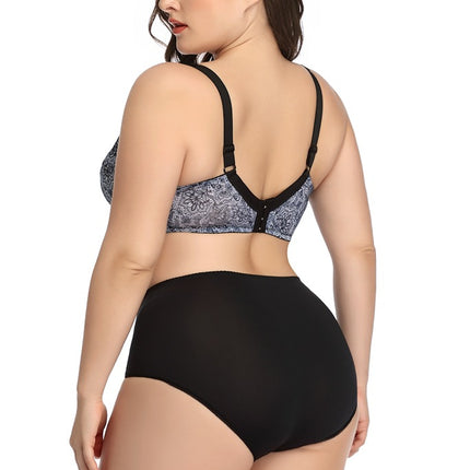 Wholesale Women's Plus Size Printed Lace Bra Panty Underwear Set 
