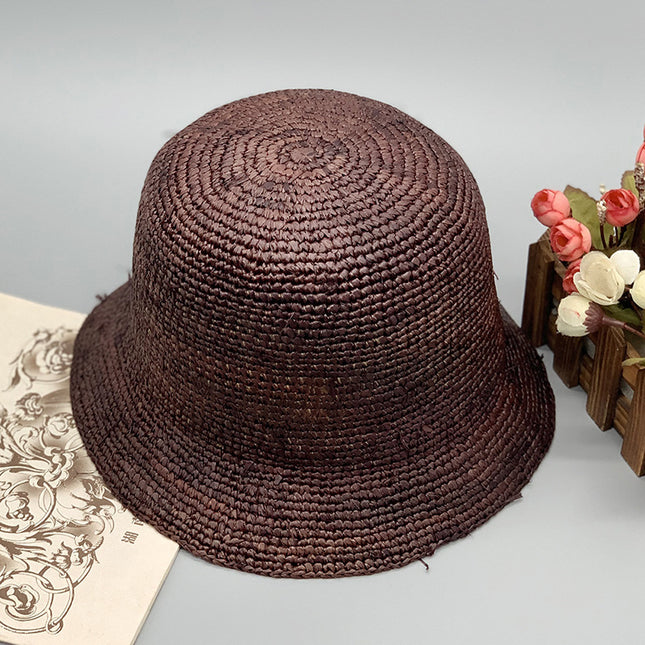 Wholesale Women's Folding Raffia Outdoor Sun Protection Dome Straw Hat 