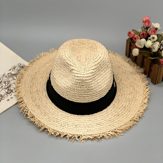 Wholesale Women's Summer Sun Protection Straw Hat Folding Beach Straw Sun Hat 